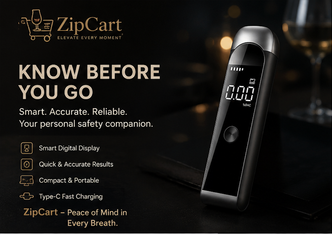 ZipCart Pro Digital Breathalyser | Instant Alcohol Tester