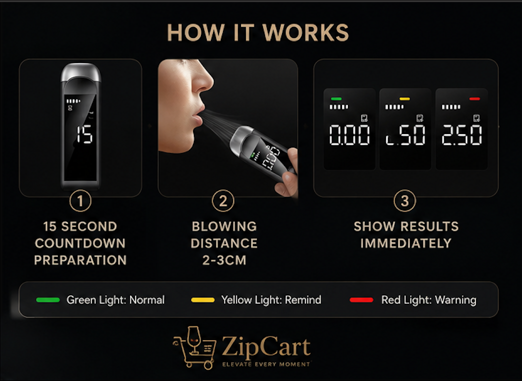 ZipCart Pro Digital Breathalyser | Instant Alcohol Tester