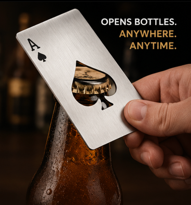 ZipCart Ace of Spades Card Bottle Opener | Wallet-Size Steel Opener
