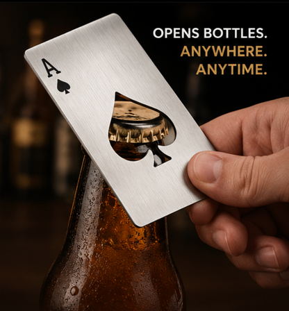 ZipCart Ace of Spades Card Bottle Opener | Wallet-Size Steel Opener