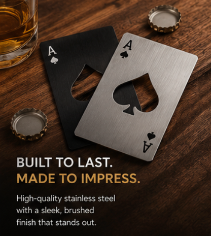ZipCart Ace of Spades Card Bottle Opener | Wallet-Size Steel Opener