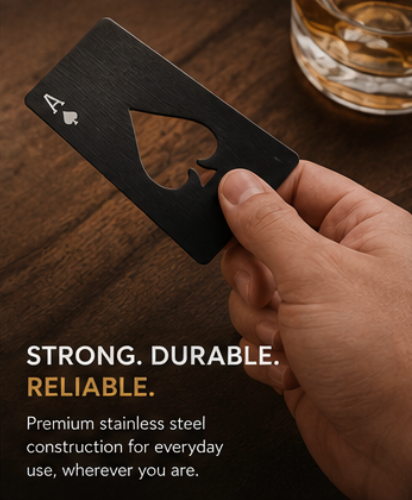 ZipCart Ace of Spades Card Bottle Opener | Wallet-Size Steel Opener