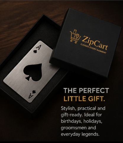 ZipCart Ace of Spades Card Bottle Opener | Wallet-Size Steel Opener